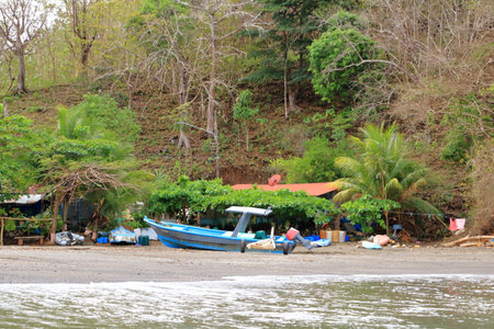 March 14 2023 - Puerto Corrilla, Guanacaste in Costa Rica: Tourists enjoy boat driving at the pacific oceanのeditorial素材