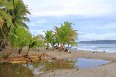 March 14 2023 - Samara, Guanacaste in Costa Rica: People enjoying the beach in Costa Ricaのeditorial素材