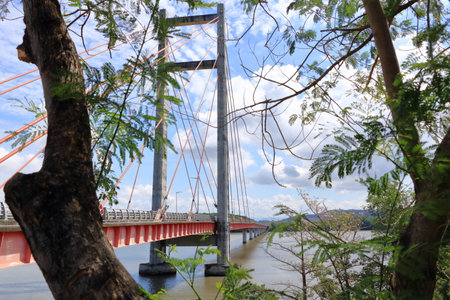 a Beautiful view of the Bridge Puente de la amistad Taiwan in Costa Ricaのeditorial素材