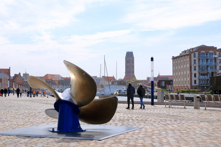 May 05 2023 - Wismar, Mecklenburg-Vorpommern in Germany: Scenic summer outdoor view of the Old Port...