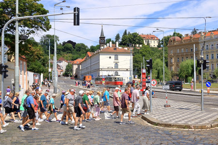 July 08 2023 - Prague in Czech Republic: Sightseeing tour by bus of the city of Pragueのeditorial素材