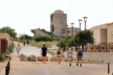 May 29 2023 - Bonifacio, Corsica in France: Old living houses and fortress on the cliffのeditorial素材