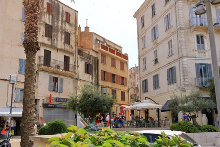 May 29 2023 - Bonifacio, Corsica in France: Traditional streets in the old town of Bonifacioのeditorial素材
