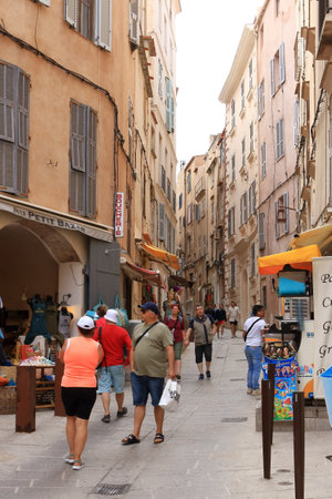 May 29 2023 - Bonifacio, Corsica in France: Traditional streets in the old town of Bonifacioのeditorial素材