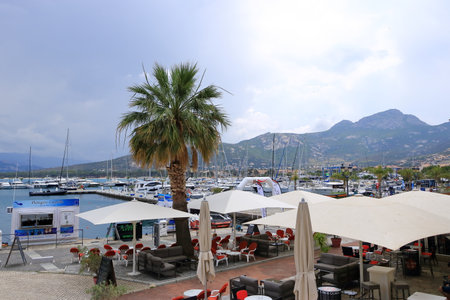 June 02 2023 - Calvi, Corsica in France: view of yacht marina in Calvi
