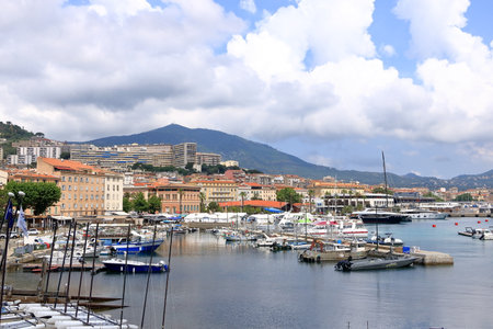 May 31 2023 - Ajaccio, Corsica in France: famous old town and harborのeditorial素材
