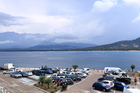 June 02 2023 - Calvi, Corsica in France: view of yacht marina in Calviのeditorial素材