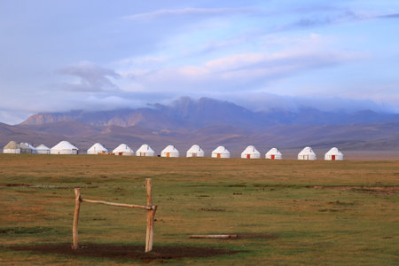 Yurts at Songkol lake Kyrgyzstan in Central Asia