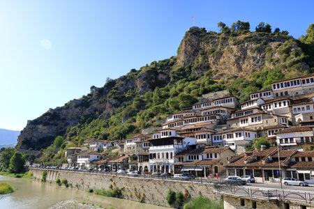 September 10 2023 - Berat Berati in Albania: Historic city of Berat in Albania, World Heritage Site by UNESCOのeditorial素材