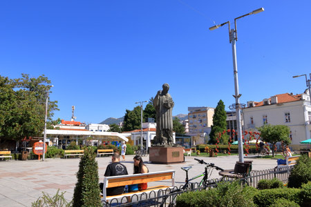 September 12 2023 - Ohrid in North Macedonia: Hustle and Bustle in the streets of the old townのeditorial素材