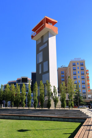 September 13 2023 - Korca in Albania: impressions of the modern part of the city, people live their every day lifeのeditorial素材