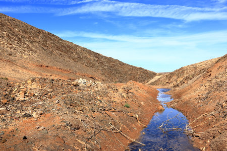 Embalse de los Molinos, Fuerteventura, Canary Islands: outlet area of the old reservoir