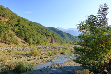 The gorgeous canyon of Lengarica in the Fir of Hotova National Park, Permet in Albania