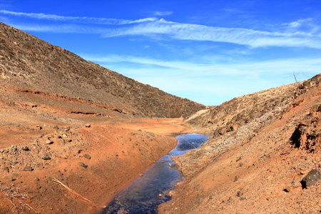 Embalse de los Molinos, Fuerteventura, Canary Islands: outlet area of the old reservoir