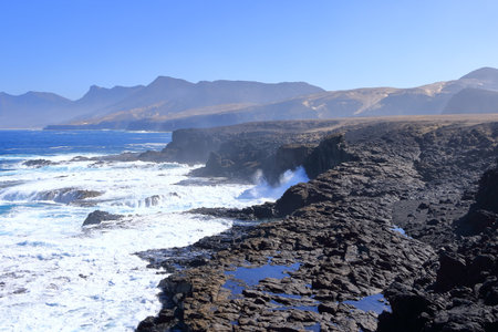 Playa de Cofete, Jandia, Fuerteventura, Canary Islands in Spain: Amazing beach behind the with...
