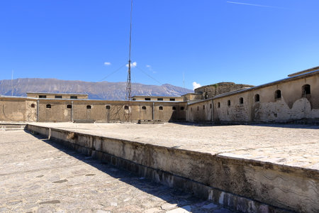September 16 2023 - Gjirokastra in Albania: people enjoy the castle of the twon from insideのeditorial素材