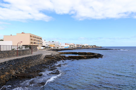Puerto del Rosario, Fuerteventura in Spain - November 24 2023: views of the beach at the Canary Islandsのeditorial素材