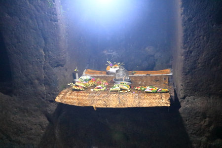 the Goa Gajah Temple, Ubud, Bali, Indonesiaの写真素材