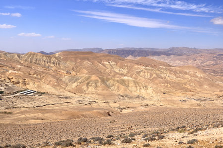 an abandoned village and landscape around near Montreal, Shobak, Dana Nature Reserve, Jordanの写真素材