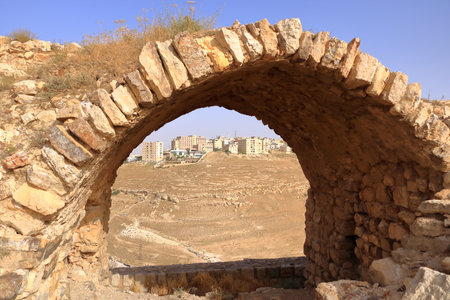 the above view of roads and Al-Karak city from castle. Al-Karak (Karak or Kerak) is a city in Jordan...