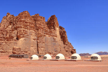 Camp site tents at Wadi Rum Desert in Jordan