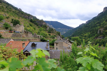 village of Sainte-Enimie in the Gorges du Tarn, one of the most beautiful villages in France....