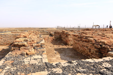 the Ennigaldi-Nanna's Museum next to the ziggurat in ancient Ur, sumerian temple, Iraqの写真素材