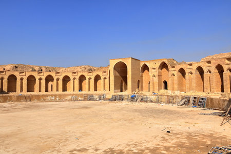 the Main Caliphal Palace at Samarra, Iraq, known in Arabic as Dar al-Khilafa (Abode of the Caliphate) or Qasr al-Khalifa (Palace of the Caliph)の写真素材
