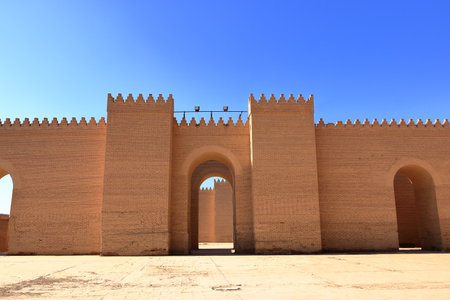 old walls of the ancient city of Babylon in Iraqの写真素材