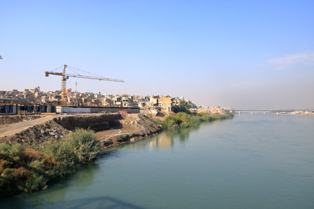 riverbank of the Tigris river in Mosul, Mossul, Iraqの写真素材