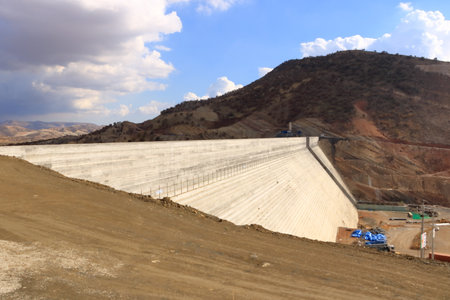 lake at the Gomaspan Dam near Erbil, Kurdistan, Iraqの写真素材