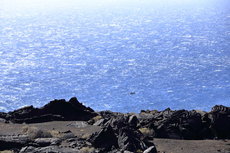 the view to the sea near La Restinga, El Hierro, Canary Islands, Spainの写真素材