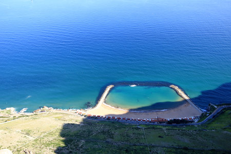 an aerial view from the Gibraltar rock, view to the coast from aboveの写真素材