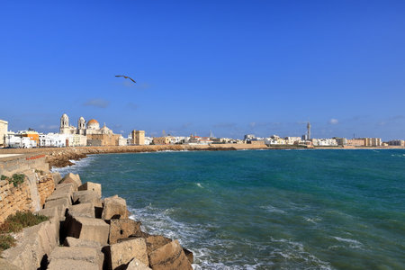 the skyline of Cadiz, Andalucia in Spainの写真素材