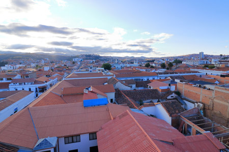 the view over Sucre (Chuquisaca, Bolivia) from Church of San Felipe de Neriの写真素材