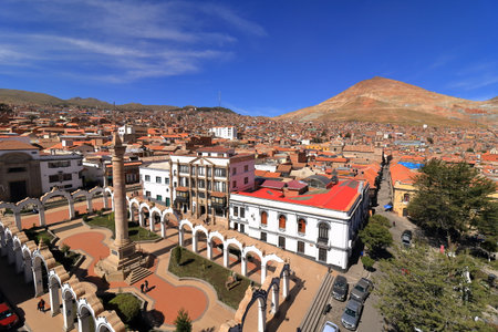 the view over Potosi in Bolivia from Santa Basilica Catedral Santiago Apostolの写真素材