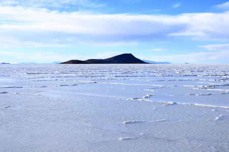 landscape of the Salar de Uyuni, the world's largest salt flat in Bolivia