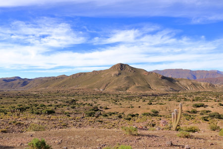 rock formations along the highway between Potosi and Uyuni in Boliviaの写真素材