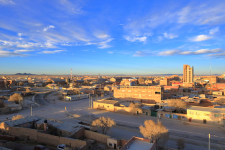 Uyuni, Bolivia, the view over the city near the Salt flatsの写真素材