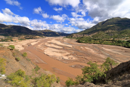 The Arid Pilcomayo River Valley near Sucre in Boliviaの写真素材