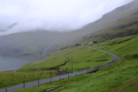 the area around the Saksun Heritage Farm, Streymoy, Faroe Islands, Denmarkの写真素材