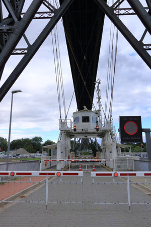 Rendsburg in Germany - August 22 2025: floating ferry on the Kiel Canal
