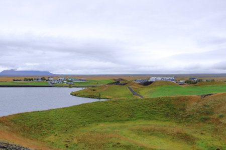 Skutustadir, lake Myvatn, Iceland - August 30 2025: area around the Pseudo craters, volcanoes and geothermal areasのeditorial素材