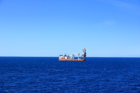 North Sea, Denmark - August 23 2025: ship on the North Sea on a sunny dayのeditorial素材