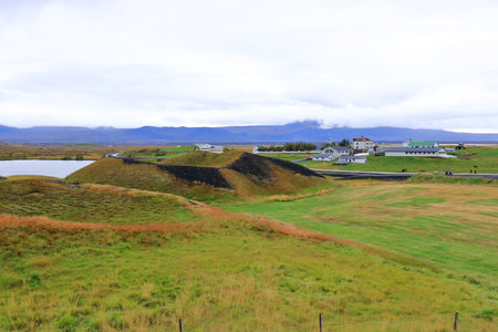 Skutustadir, lake Myvatn, Iceland - August 30 2025: area around the Pseudo craters, volcanoes and geothermal areasのeditorial素材
