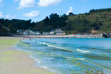 a touristic village at the beach on the shoreの写真素材