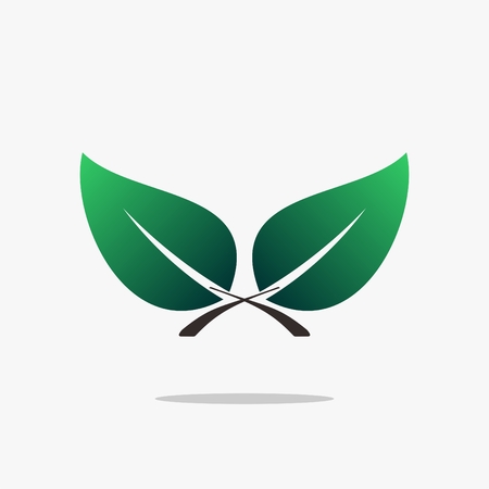 green leafes tree flat design icon logoのイラスト素材