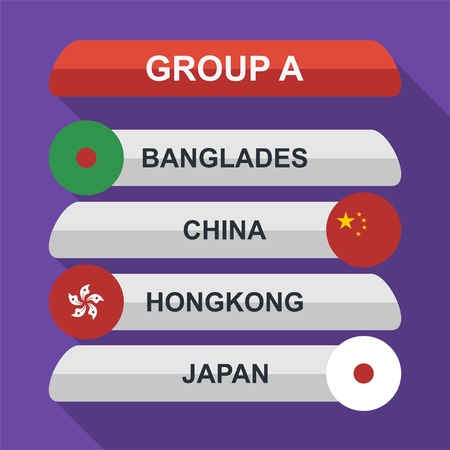 Set of national asian flags. Draw result. Flags of flat design vector illustration.のイラスト素材