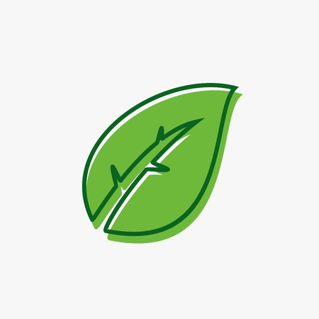 Green leaf outline logo vector illustration.のイラスト素材