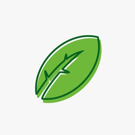 Green leaf outline logo vector illustration.のイラスト素材